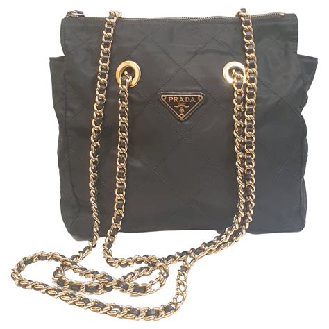 prada nylon bag black and gold|prada nylon saffiano bag.